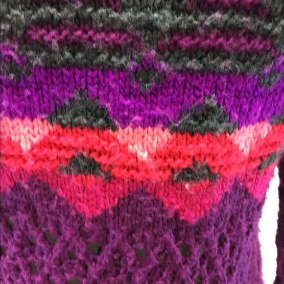 American Eagle Outfitters Women Cable Knit Sweater Purple Tribal Wool Blend S - Picture 10 of 12